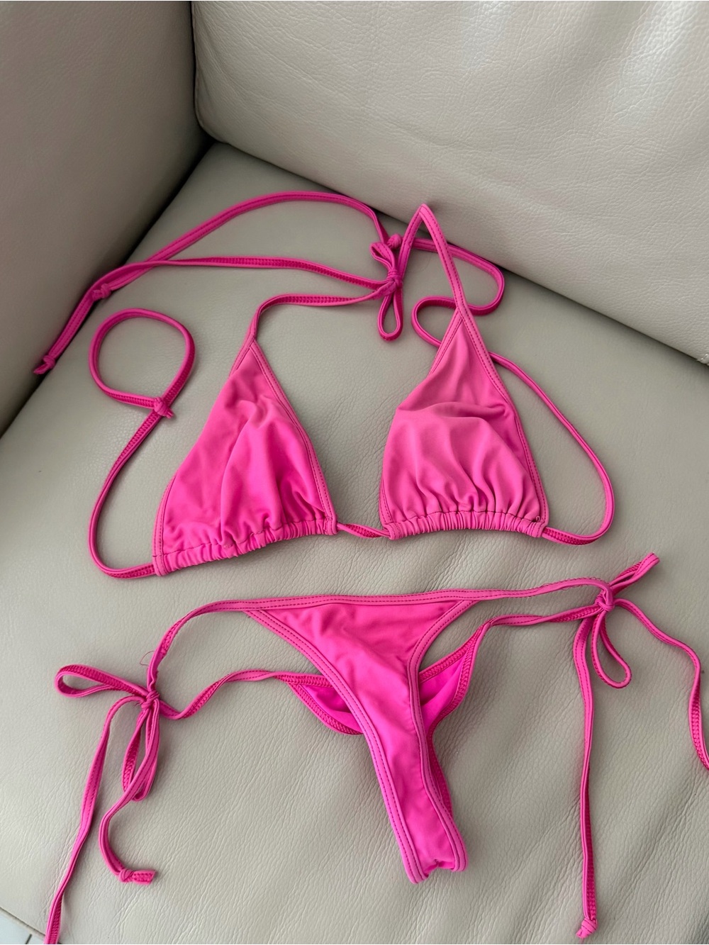 Hot Pink Triangle String Bikini Set size Small - Picture 2 of 2